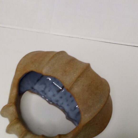 Ceramic Basket With Handle Rustic Cottagecore Inside Glazed Outside Raw 5" x 6" - Picture 12 of 12